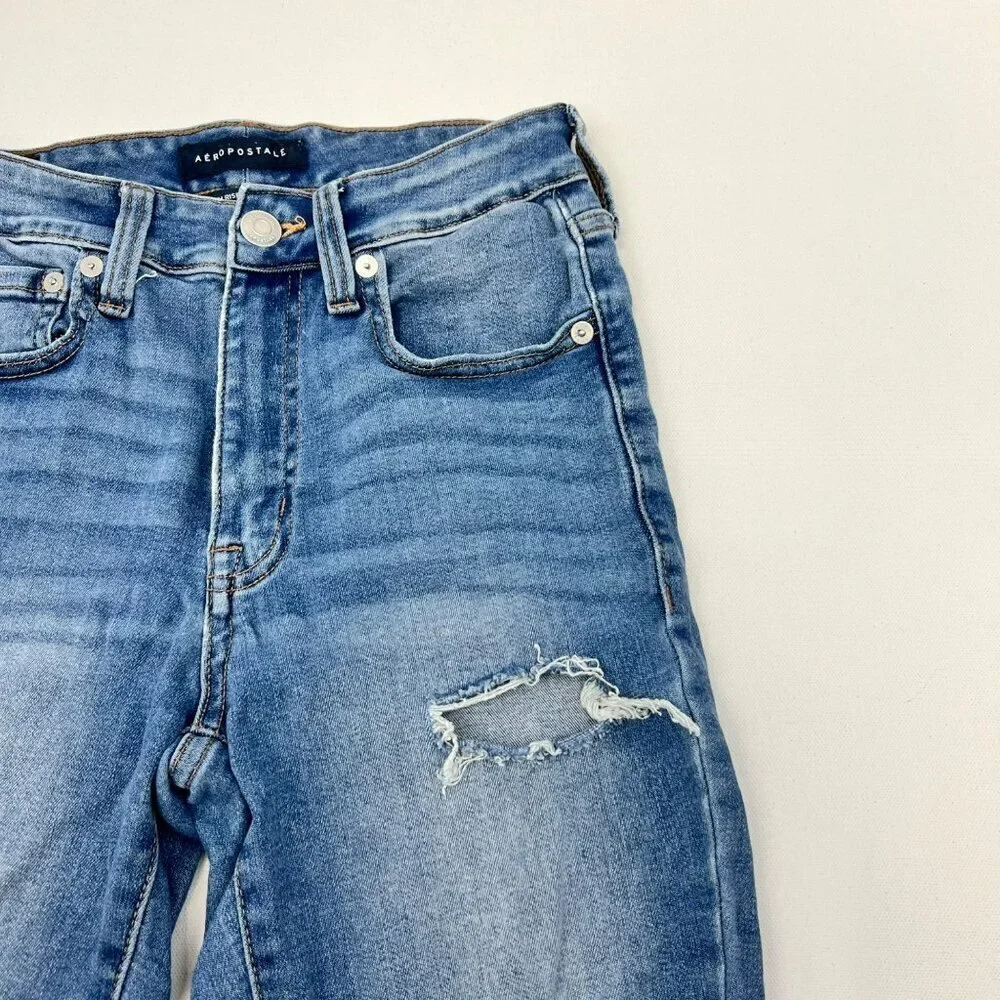 Aeropostale Womens Distressed Jeggings Five Pocket Size 4 - Picture 3 of 9